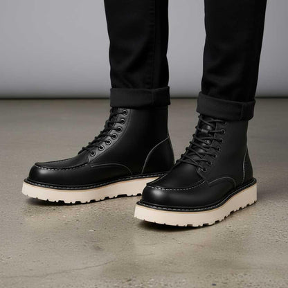 Black Lace-Up Ankle Boots | Durable Leather Footwear