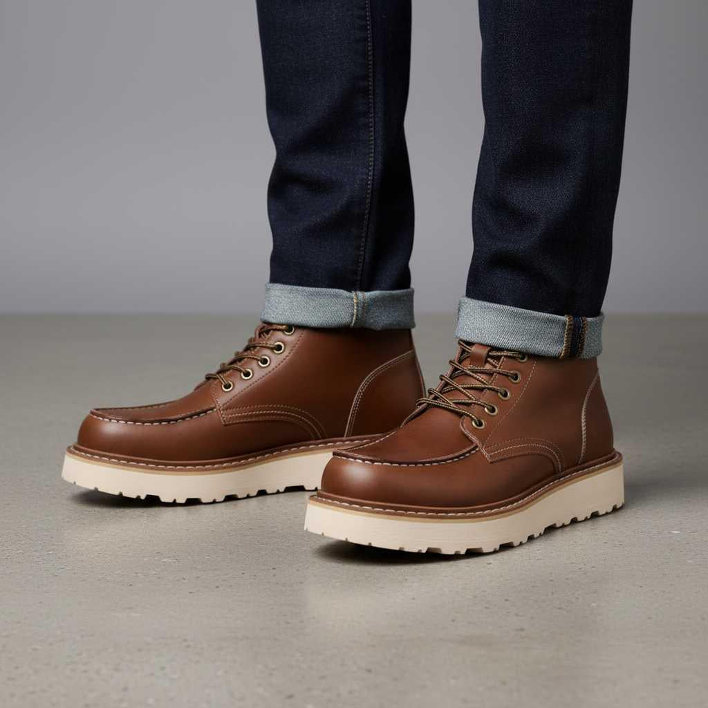 Black Lace-Up Ankle Boots | Durable Leather Footwear