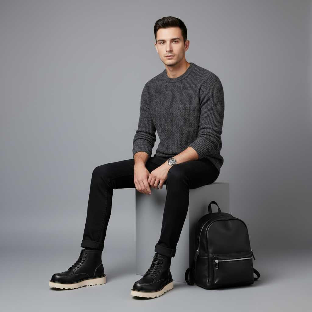 Black Lace-Up Ankle Boots | Durable Leather Footwear