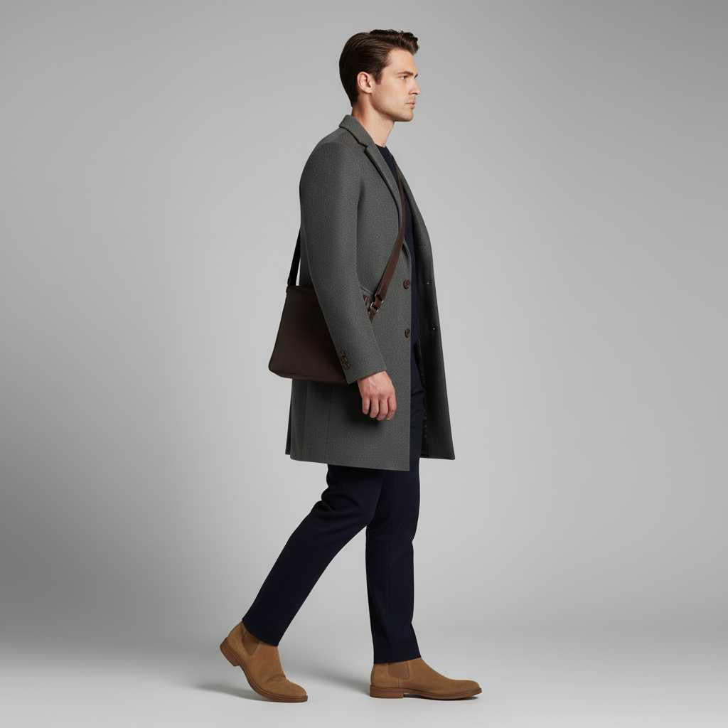 Men's Notched Lapel Overcoat | Men's Coat for Winter