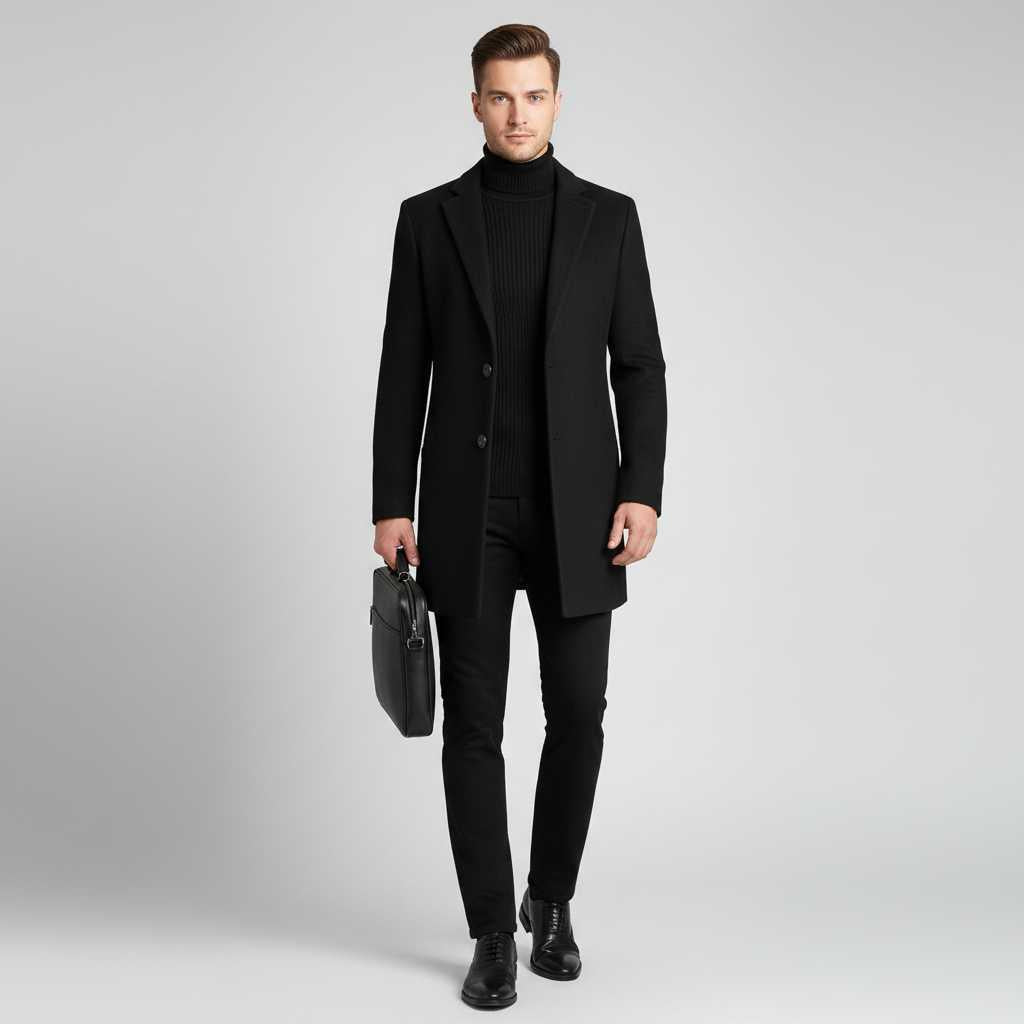 Men's Notched Lapel Overcoat | Men's Coat for Winter