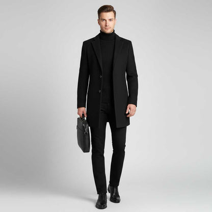 Men's Notched Lapel Overcoat | Men's Coat for Winter