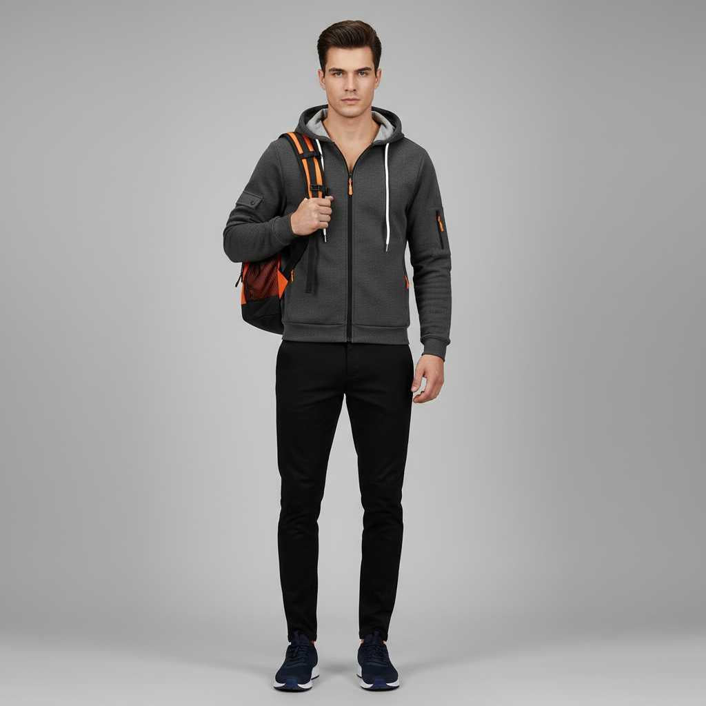 Men's Utility Zip-Up Hoodie | Casual Sweatshirt for Men