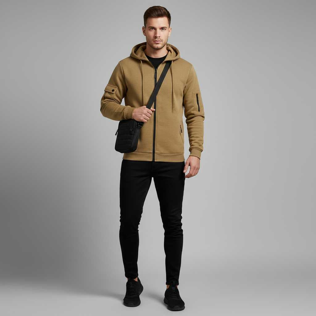 Men's Utility Zip-Up Hoodie | Casual Sweatshirt for Men