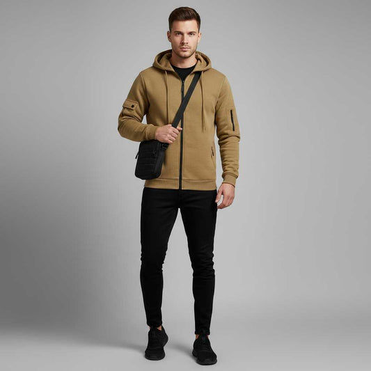 Men's Utility Zip-Up Hoodie | Casual Sweatshirt for Men