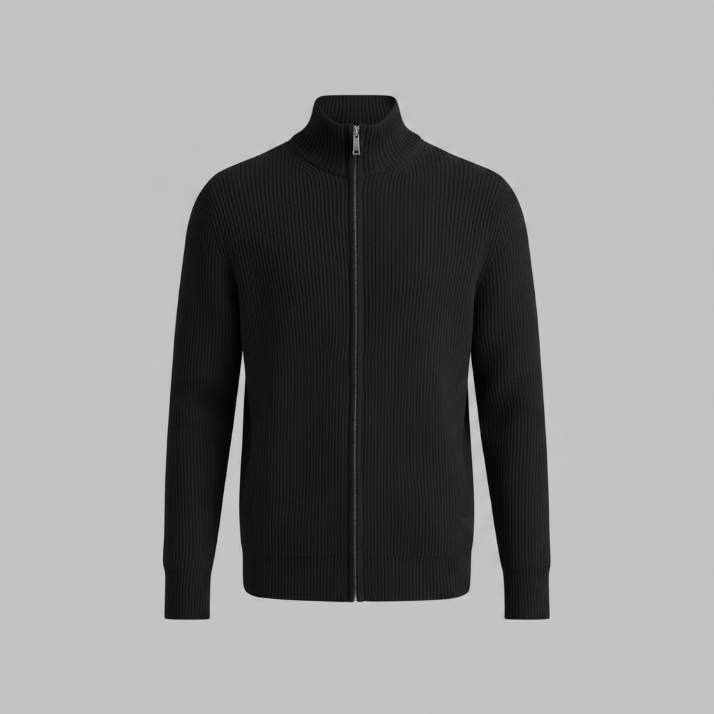 Men's Slim Fit Zip Up Cardigan | Ribbed Knit Sweater 5