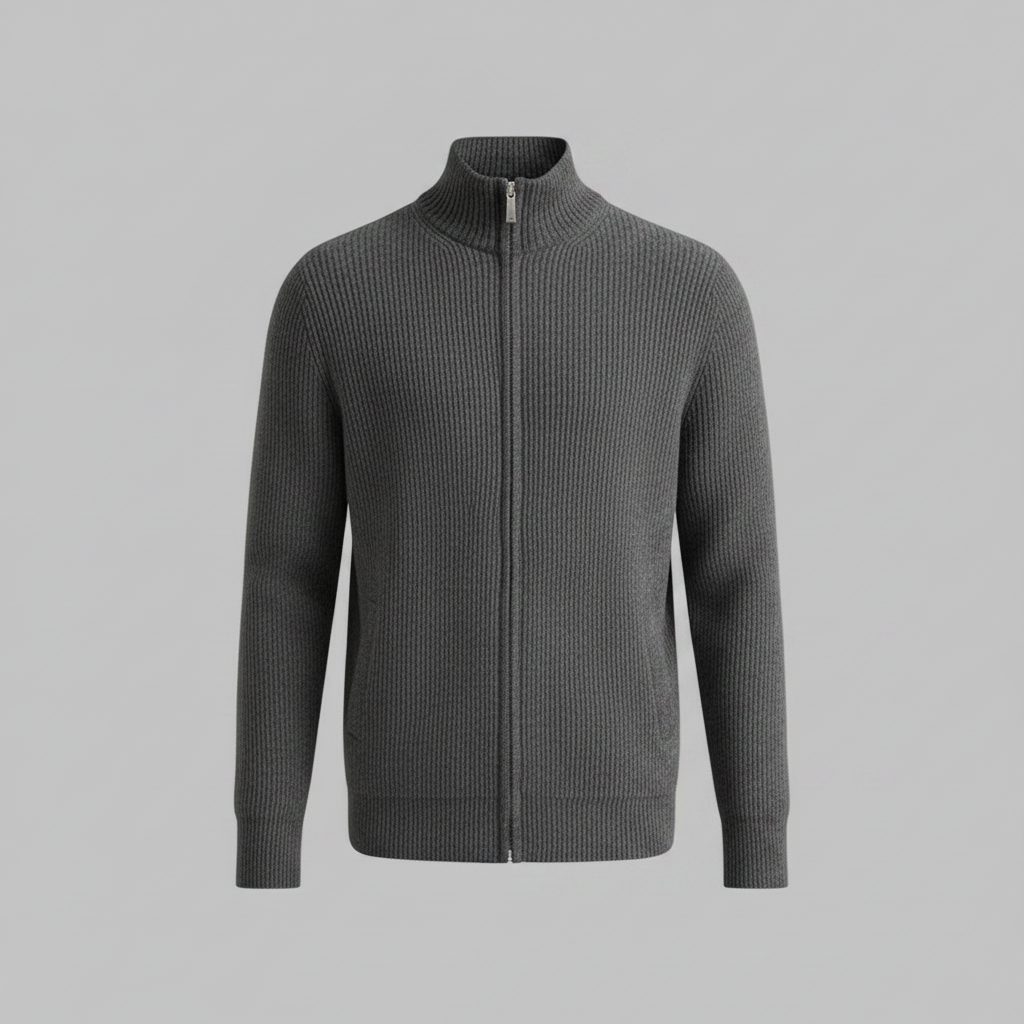 Men's Slim Fit Zip Up Cardigan | Ribbed Knit Sweater 6