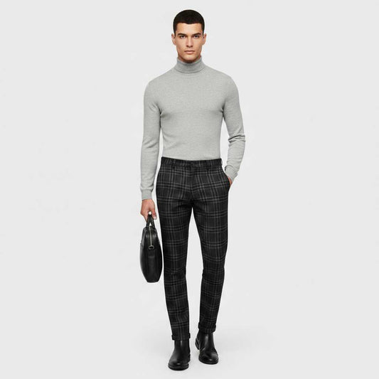 Sasha Checked Chinos | Men's Casual Trousers