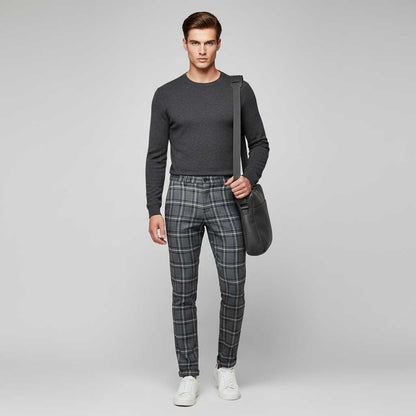 Sasha Checked Chinos | Men's Casual Trousers